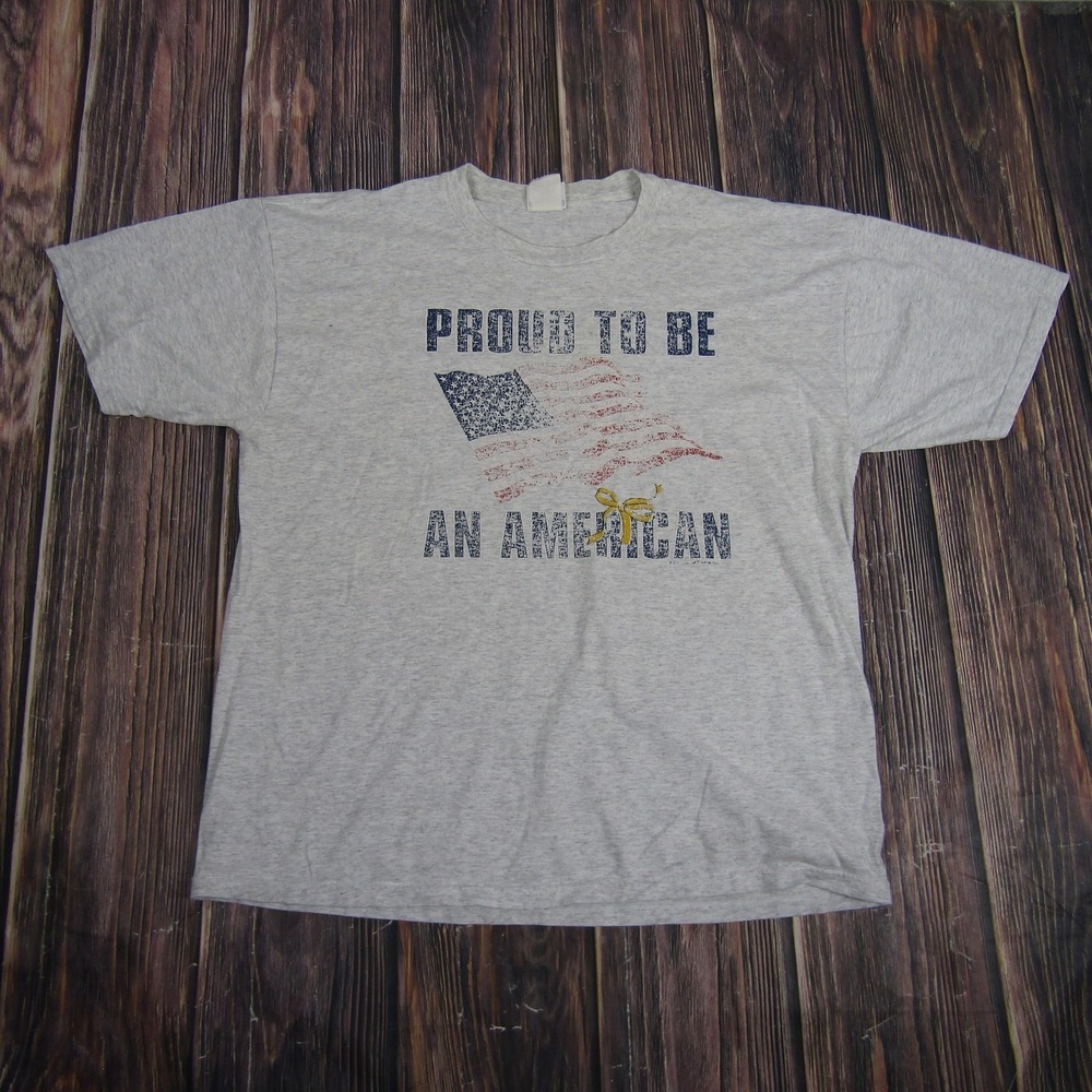 Jerzees Shirt Mens XL Proud To Be‎ An American USA Flag Patriotic Tee